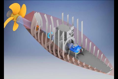 The installation features a full variable speed diesel electric package propelled by two fully-feathering controllable-pitch propellers (credit: Berg Propulsion)
